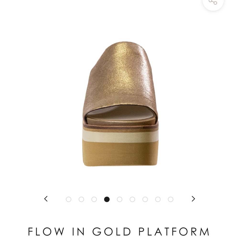 Naked Feet Metallic Gold Platform Slide with Layered Tan Sole - Picture 3 of 11